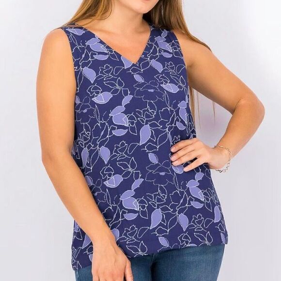 41 Hawthorn Purple Floral/Polka Dot Reversible Sleeveless Top NWT Plus Size XXL - Picture 1 of 8